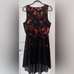 Massimo Black and Red Floral Midi Dress